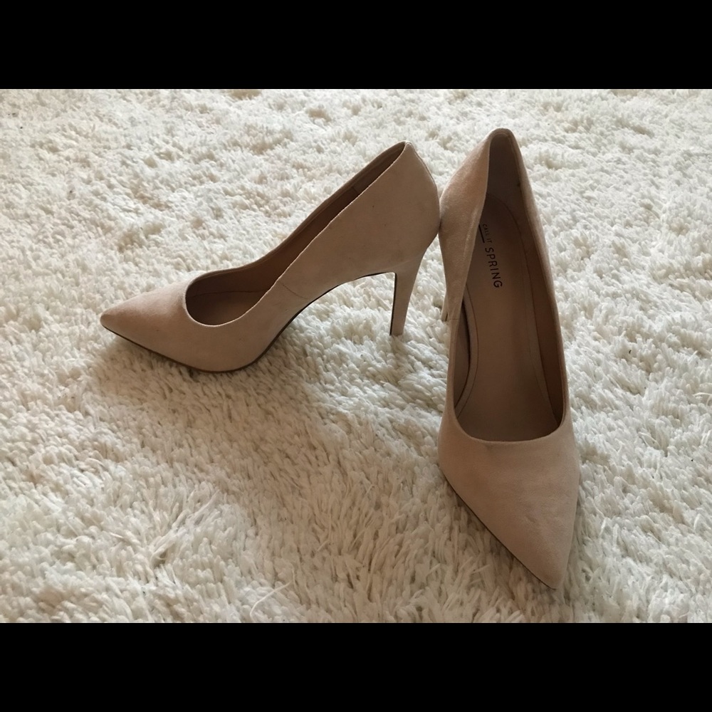 Nude suede heels